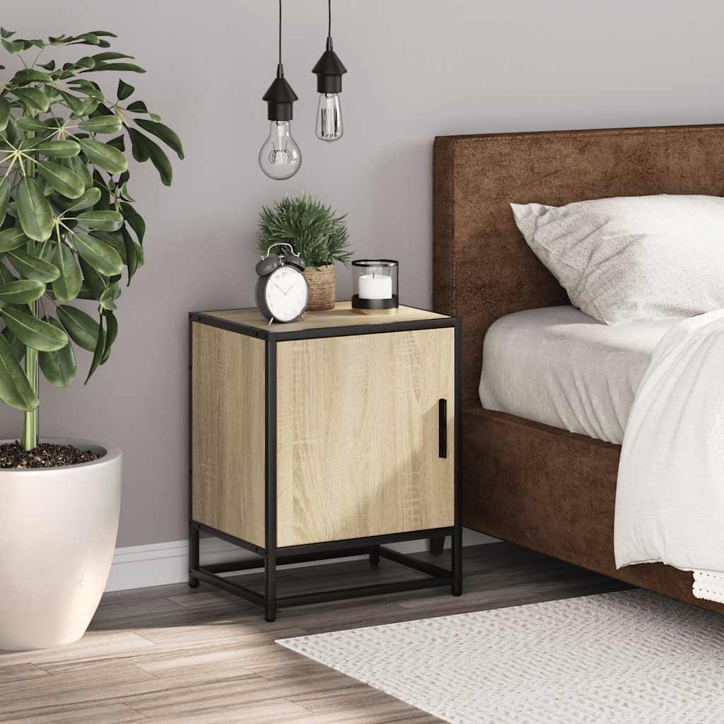 Bedside Cabinet Sonoma Oak 40x31x50 cm Engineered Wood and Metal