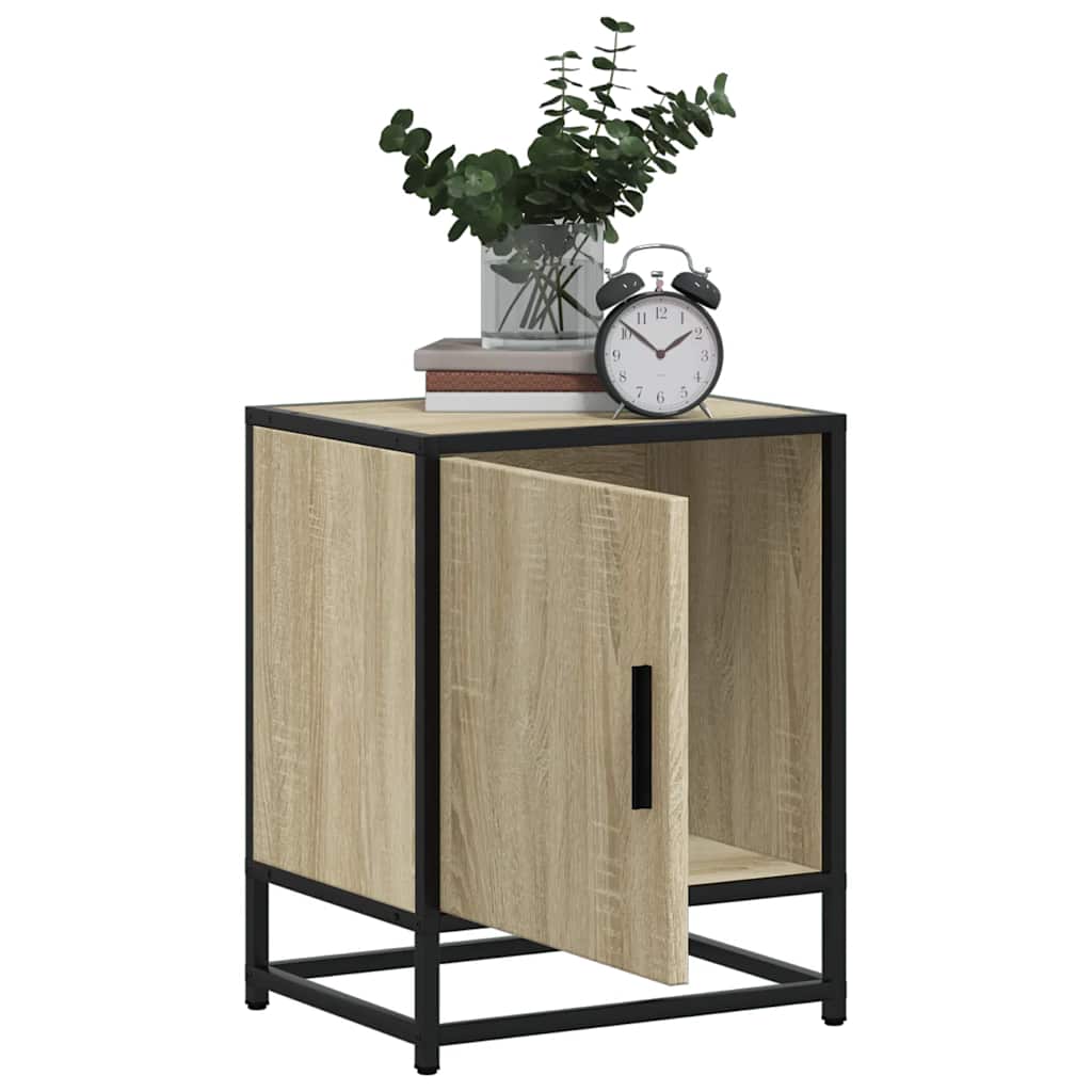 Bedside Cabinet Sonoma Oak 40x31x50 cm Engineered Wood and Metal