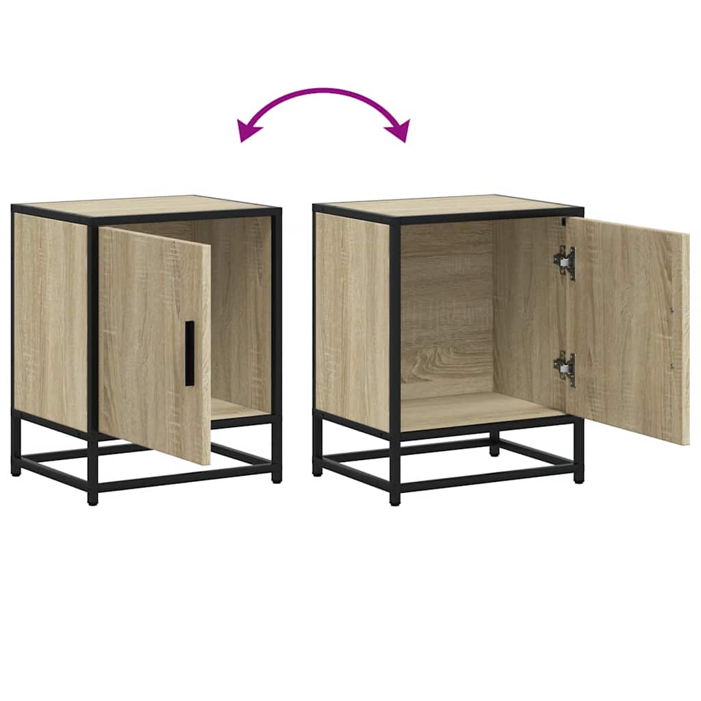 Bedside Cabinet Sonoma Oak 40x31x50 cm Engineered Wood and Metal