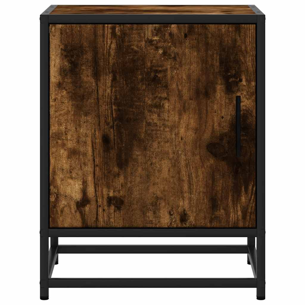 Bedside Cabinet Smoked Oak 40x31x50 cm Engineered Wood and Metal