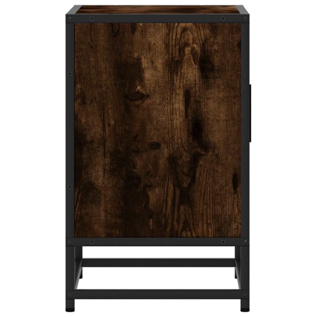 Bedside Cabinet Smoked Oak 40x31x50 cm Engineered Wood and Metal