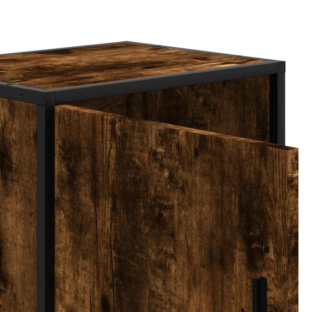 Bedside Cabinet Smoked Oak 40x31x50 cm Engineered Wood and Metal