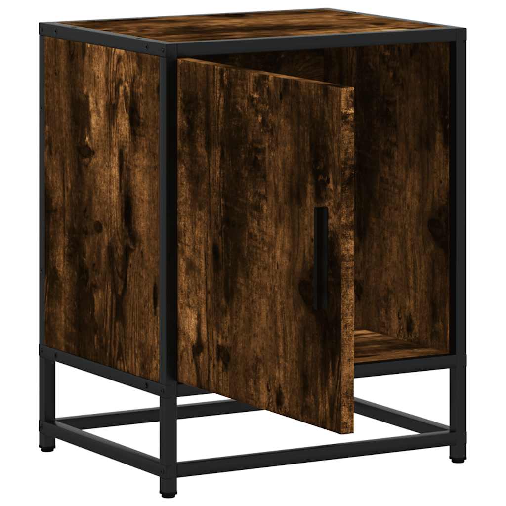 vidaXL Bedside Cabinets 2 pcs Smoked Oak 40x31x50 cm Engineered Wood and Metal