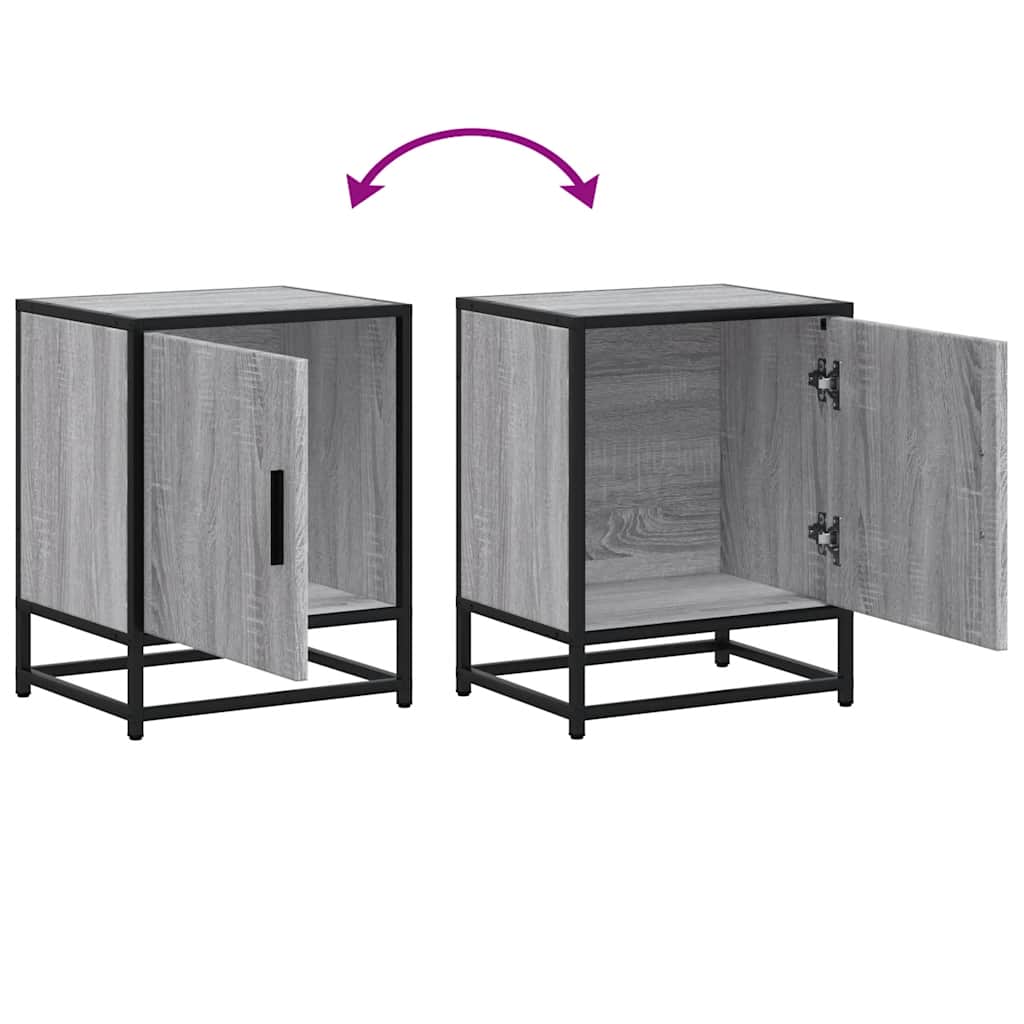 vidaXL Bedside Cabinets 2 pcs Grey Sonoma 40x31x50 cm Engineered Wood and Metal