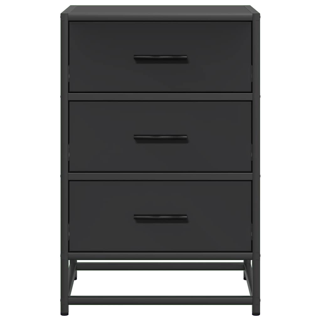 vidaXL Bedside Cabinet Black 40x34.5x60 cm Engineered Wood and Metal