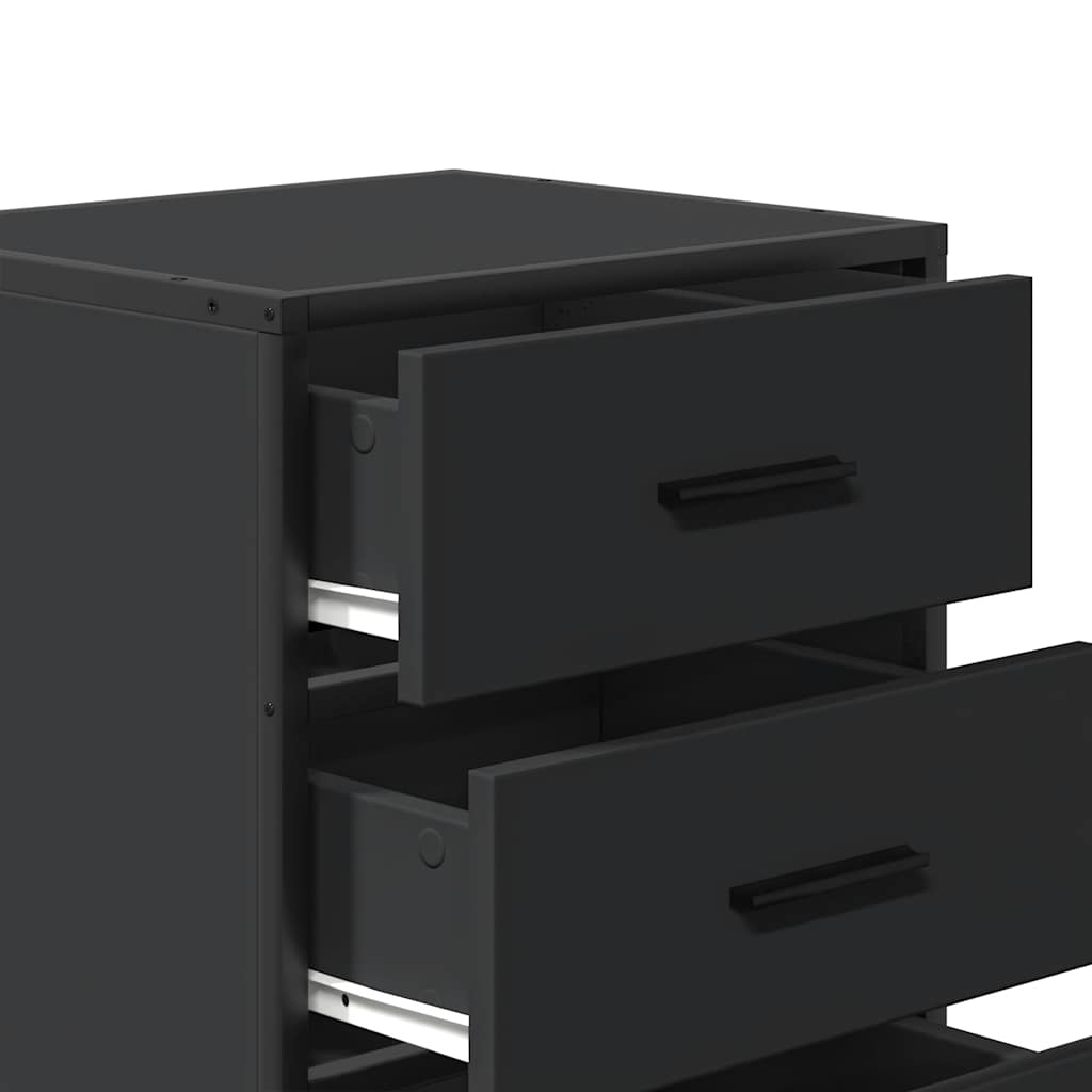 vidaXL Bedside Cabinet Black 40x34.5x60 cm Engineered Wood and Metal