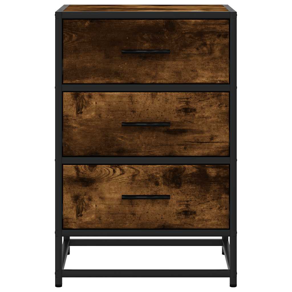 vidaXL Bedside Cabinet Smoked Oak 40x34.5x60 cm Engineered Wood and Metal