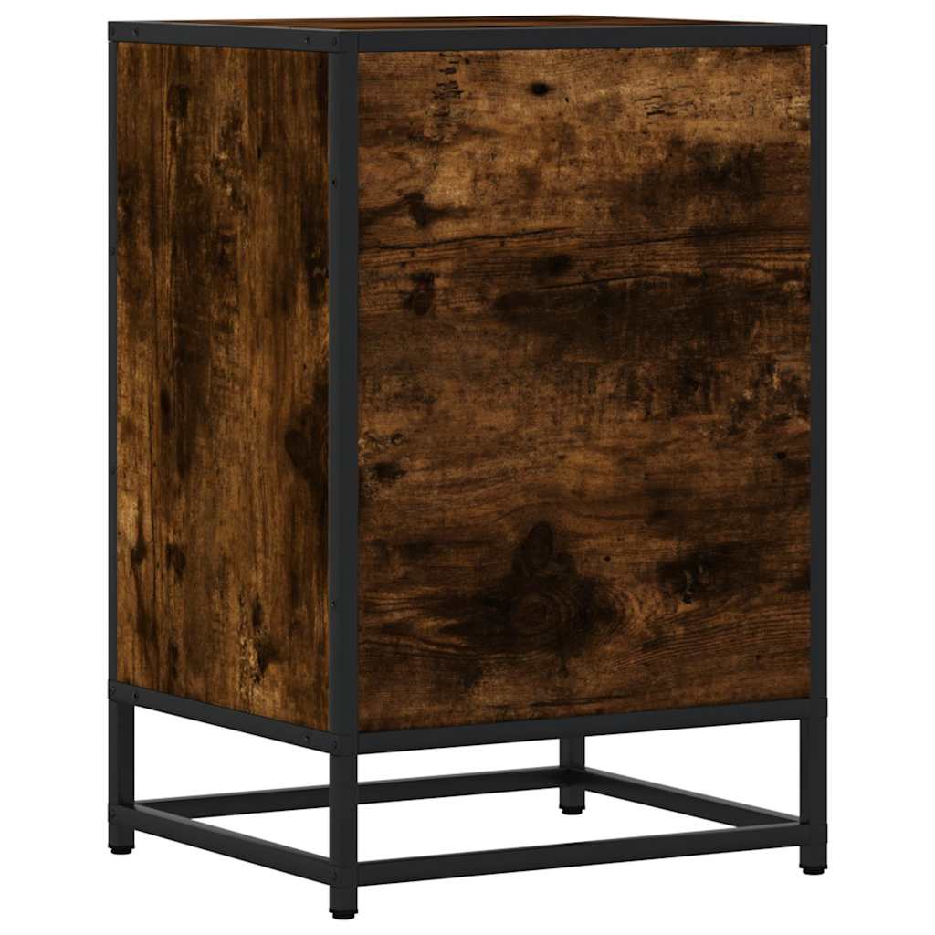 vidaXL Bedside Cabinet Smoked Oak 40x34.5x60 cm Engineered Wood and Metal
