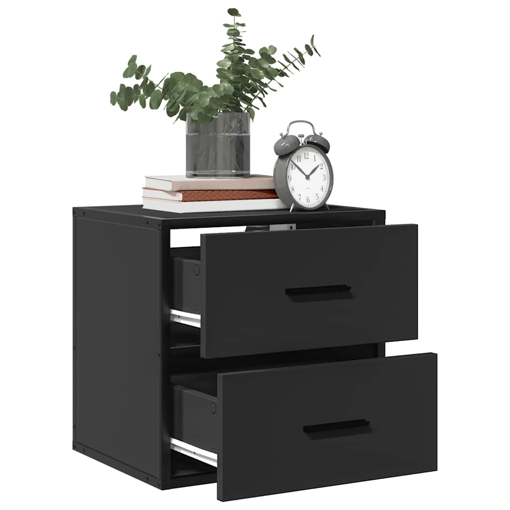 vidaXL Wall-mounted Bedside Cabinet Black 40x31x39.5 cm