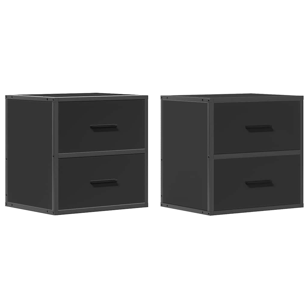 vidaXL Wall-mounted Bedside Cabinets 2 pcs Black 40x31x39.5 cm