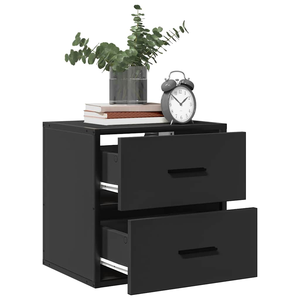 vidaXL Wall-mounted Bedside Cabinets 2 pcs Black 40x31x39.5 cm