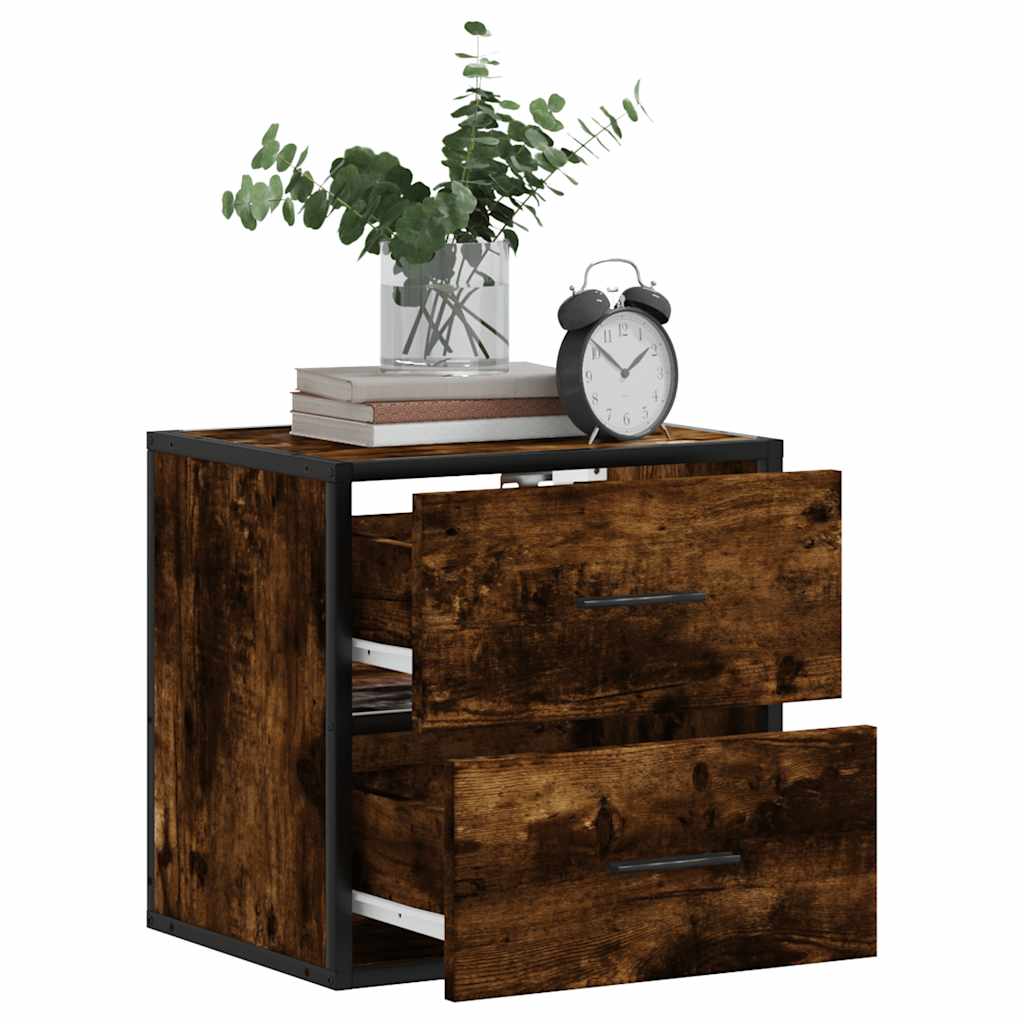 vidaXL Wall-mounted Bedside Cabinets 2 pcs Smoked Oak 40x31x39.5 cm