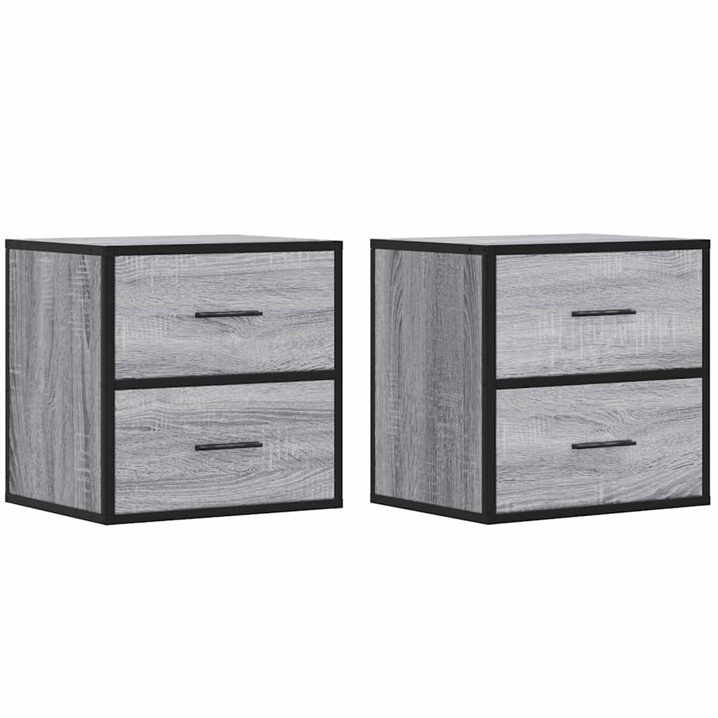 vidaXL Wall-mounted Bedside Cabinets 2 pcs Grey Sonoma 40x31x39.5 cm