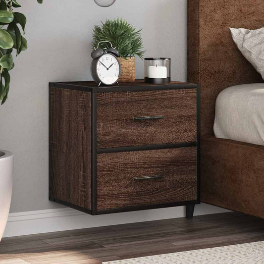 vidaXL Wall-mounted Bedside Cabinet Brown Oak 40x31x39.5 cm