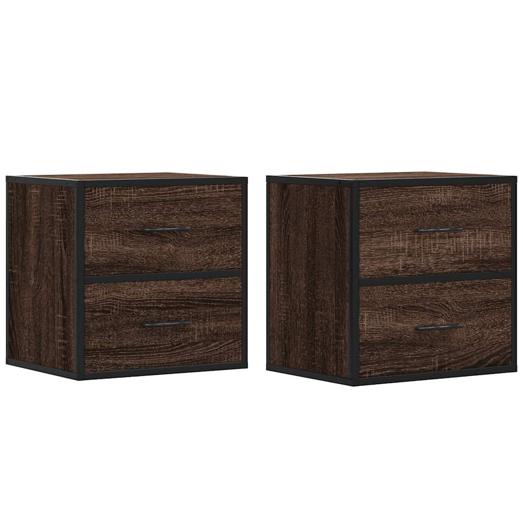 vidaXL Wall-mounted Bedside Cabinets 2 pcs Brown Oak 40x31x39.5 cm