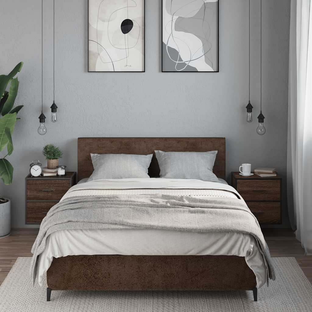 vidaXL Wall-mounted Bedside Cabinets 2 pcs Brown Oak 40x31x39.5 cm