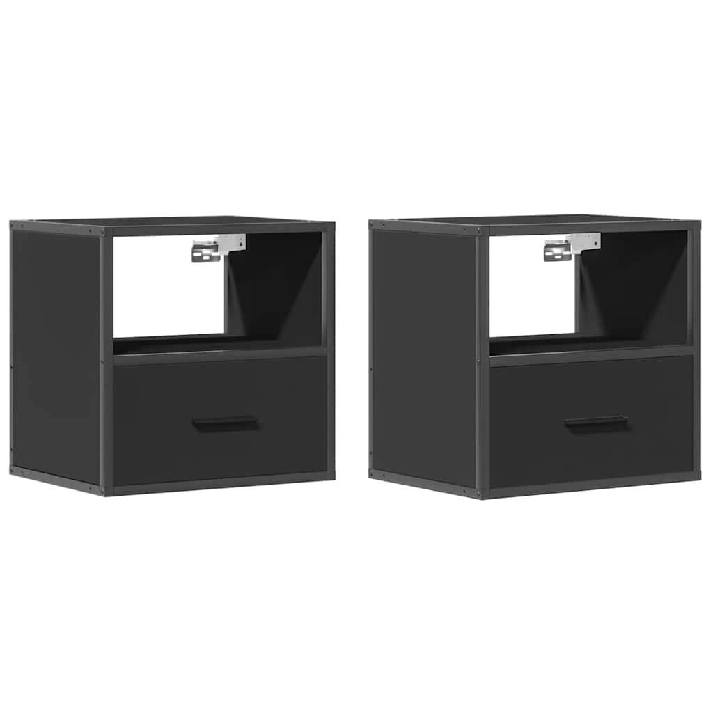 vidaXL Wall-mounted Bedside Cabinets 2 pcs Black 40x31x39.5 cm