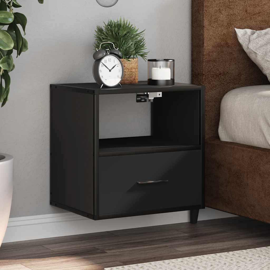 vidaXL Wall-mounted Bedside Cabinets 2 pcs Black 40x31x39.5 cm