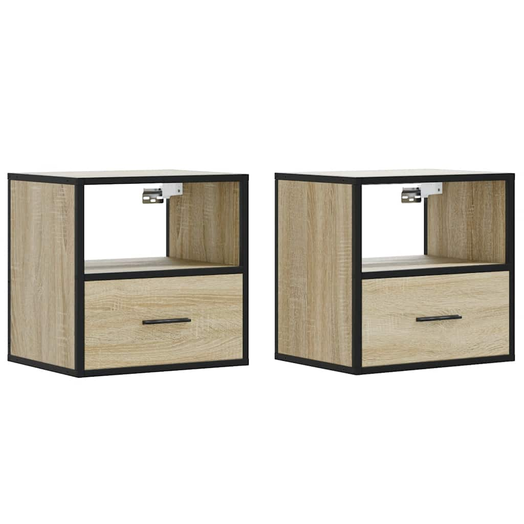 vidaXL Wall-mounted Bedside Cabinets 2 pcs Sonoma Oak 40x31x39.5 cm