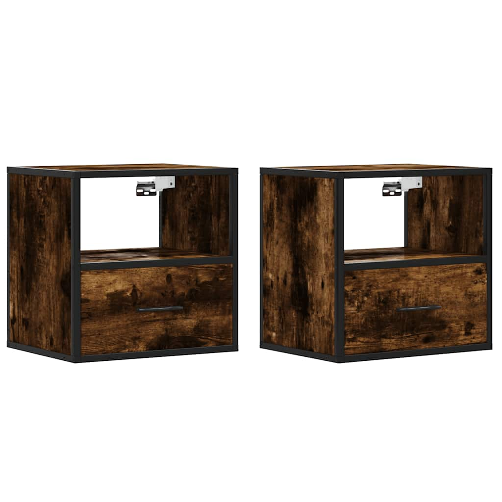 vidaXL Wall-mounted Bedside Cabinets 2 pcs Smoked Oak 40x31x39.5 cm