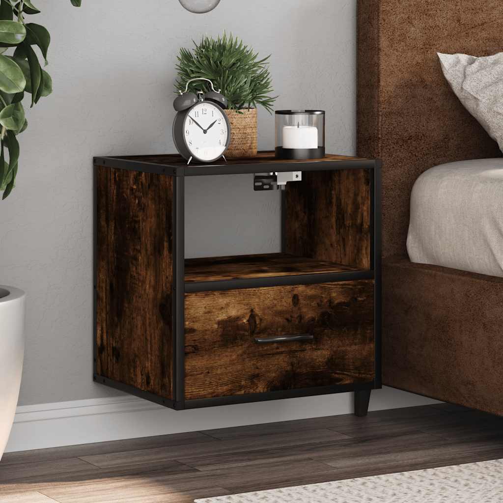 vidaXL Wall-mounted Bedside Cabinets 2 pcs Smoked Oak 40x31x39.5 cm