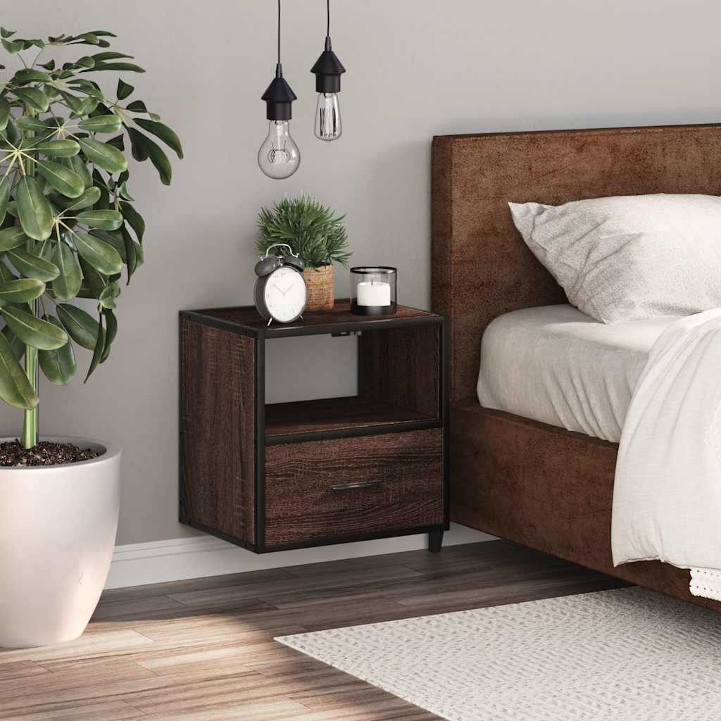 vidaXL Wall-mounted Bedside Cabinet Brown Oak 40x31x39.5 cm