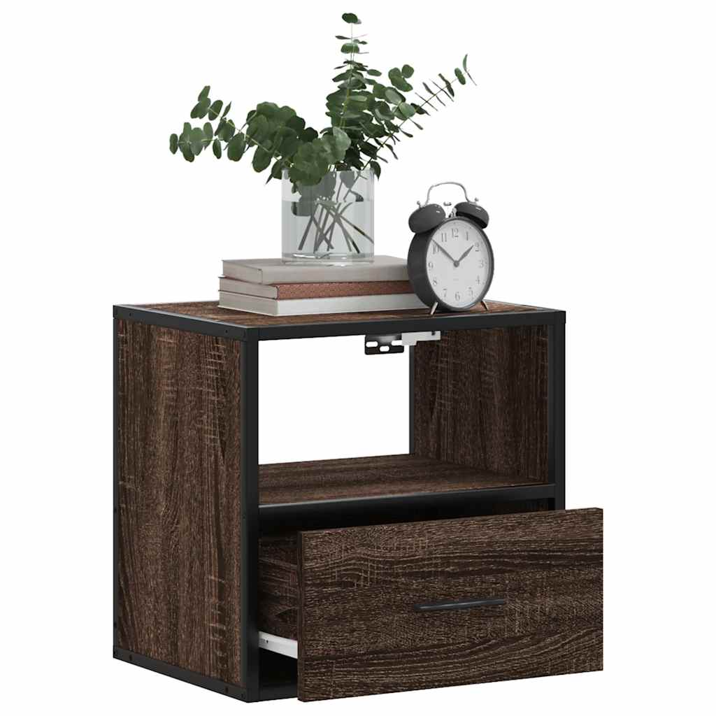 vidaXL Wall-mounted Bedside Cabinet Brown Oak 40x31x39.5 cm