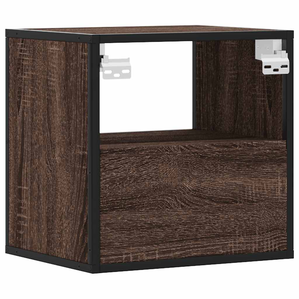 vidaXL Wall-mounted Bedside Cabinet Brown Oak 40x31x39.5 cm