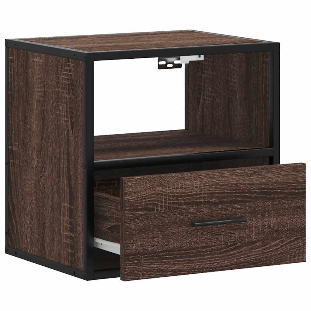 vidaXL Wall-mounted Bedside Cabinet Brown Oak 40x31x39.5 cm