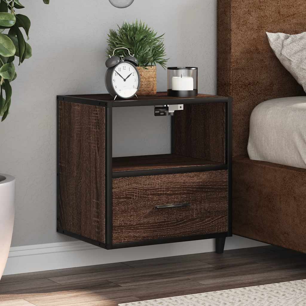 vidaXL Wall-mounted Bedside Cabinet Brown Oak 40x31x39.5 cm