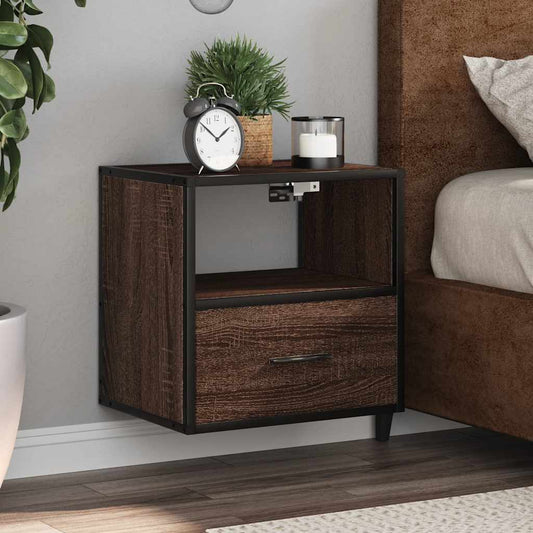 vidaXL Wall-mounted Bedside Cabinet Brown Oak 40x31x39.5 cm