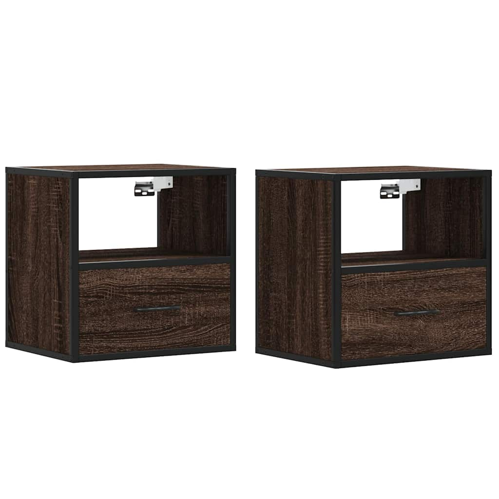 vidaXL Wall-mounted Bedside Cabinets 2 pcs Brown Oak 40x31x39.5 cm