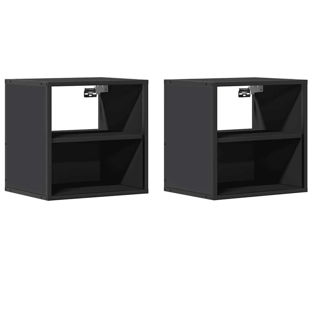 vidaXL Wall-mounted Bedside Cabinets 2 pcs Black 40x31x39.5 cm