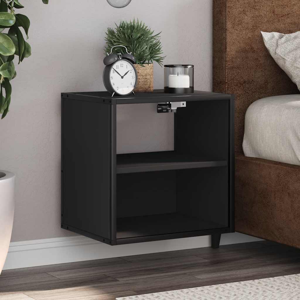 vidaXL Wall-mounted Bedside Cabinets 2 pcs Black 40x31x39.5 cm