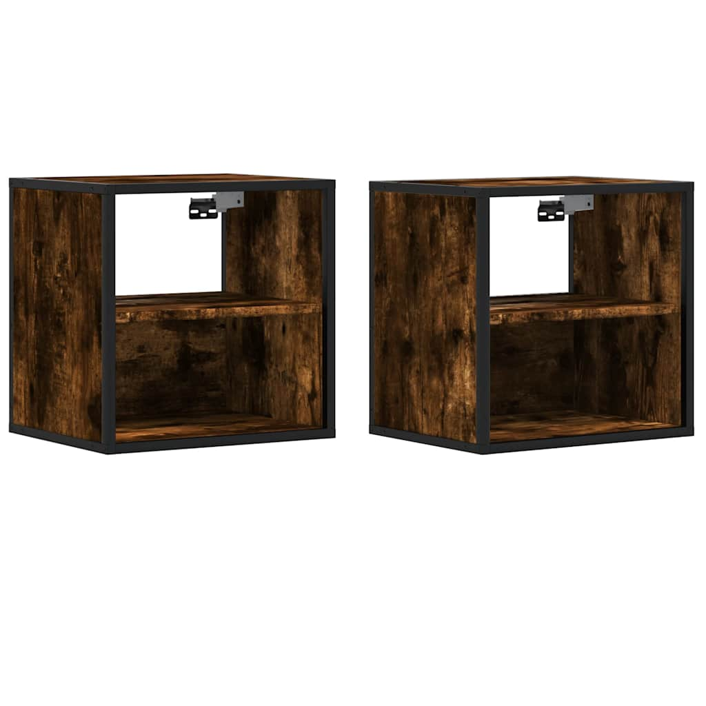 vidaXL Wall-mounted Bedside Cabinets 2 pcs Smoked Oak 40x31x39.5 cm