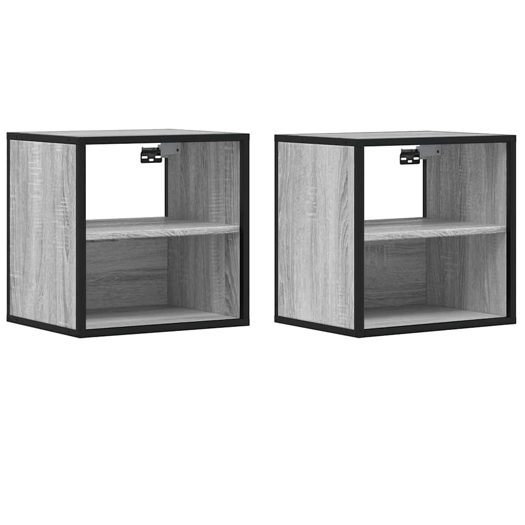 vidaXL Wall-mounted Bedside Cabinets 2 pcs Grey Sonoma 40x31x39.5 cm