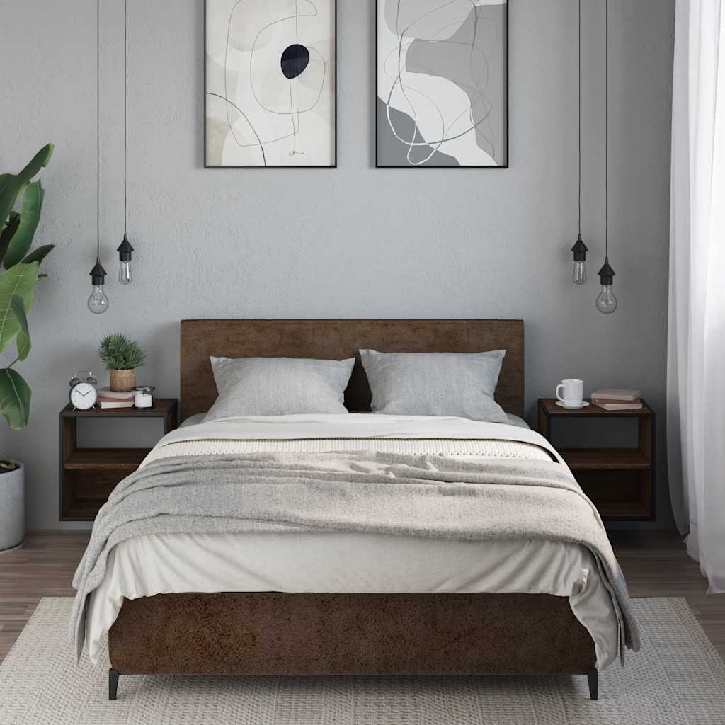 vidaXL Wall-mounted Bedside Cabinets 2 pcs Brown Oak 40x31x39.5 cm