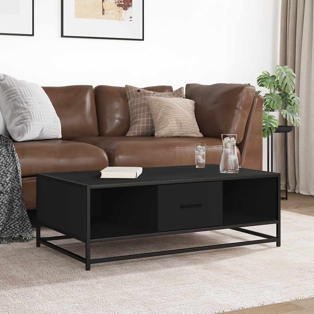 Coffee Table Black 100x57x35 cm Engineered Wood and Metal