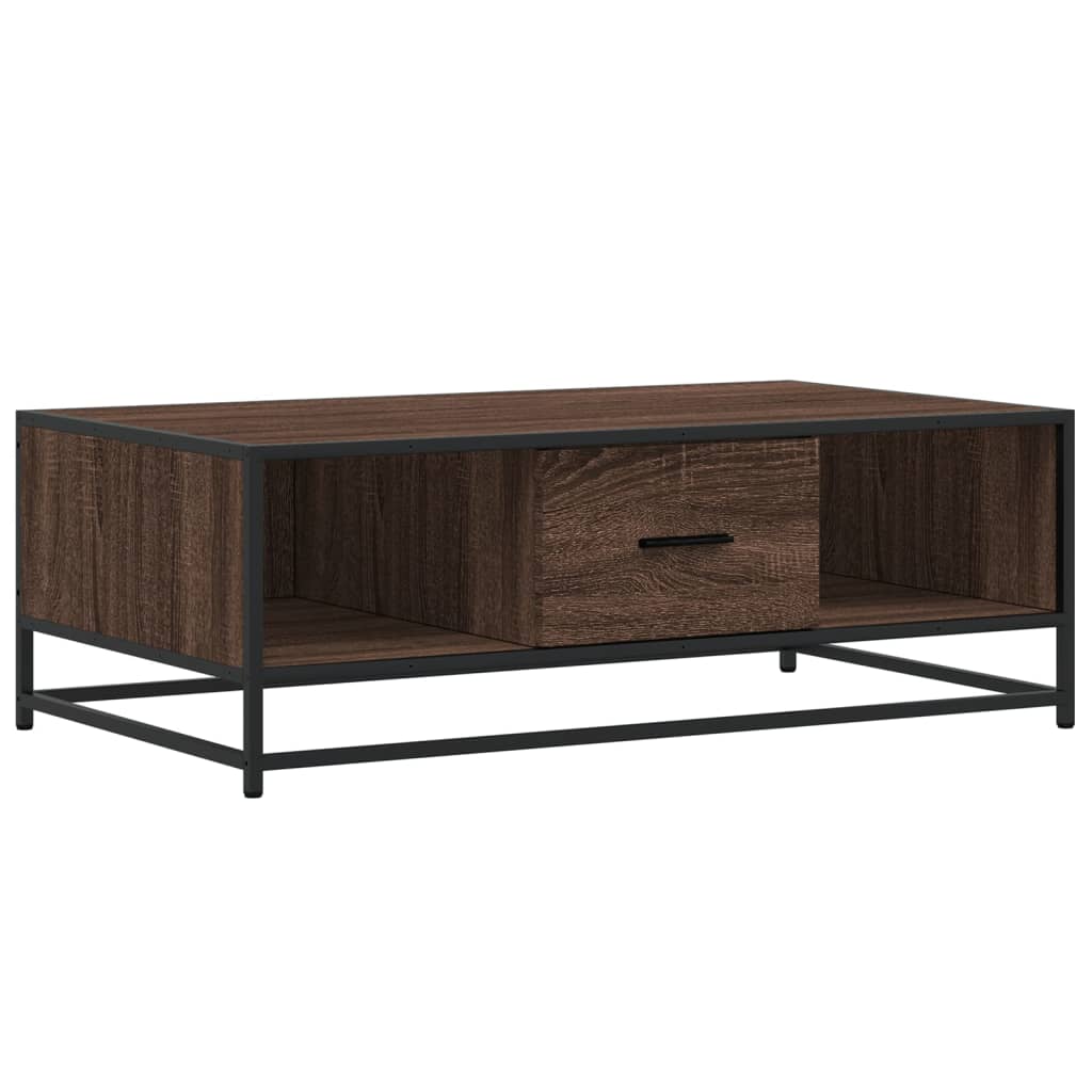 Coffee Table Brown Oak 100x57x35 cm Engineered Wood and Metal