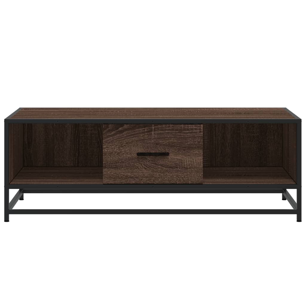Coffee Table Brown Oak 100x57x35 cm Engineered Wood and Metal