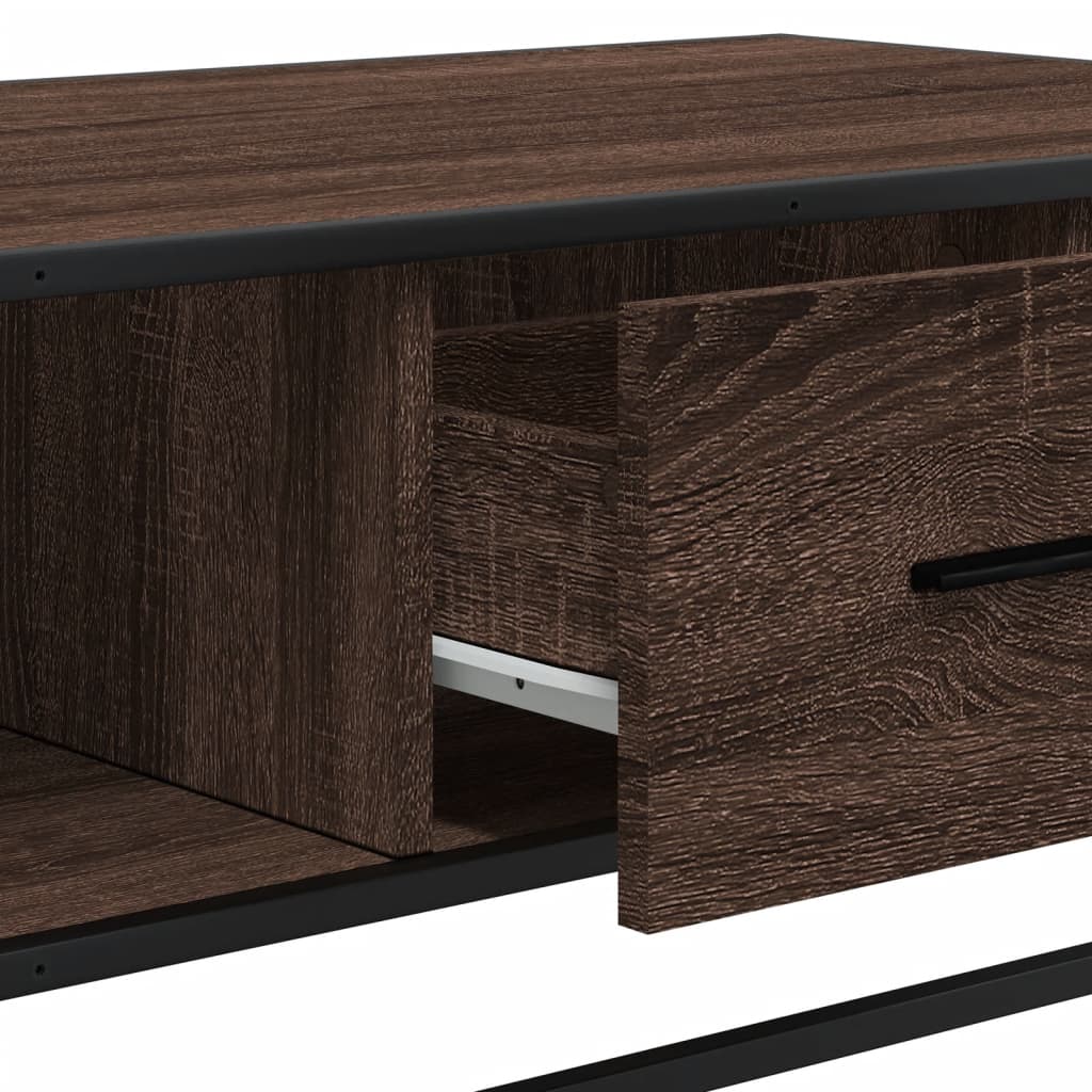 Coffee Table Brown Oak 100x57x35 cm Engineered Wood and Metal