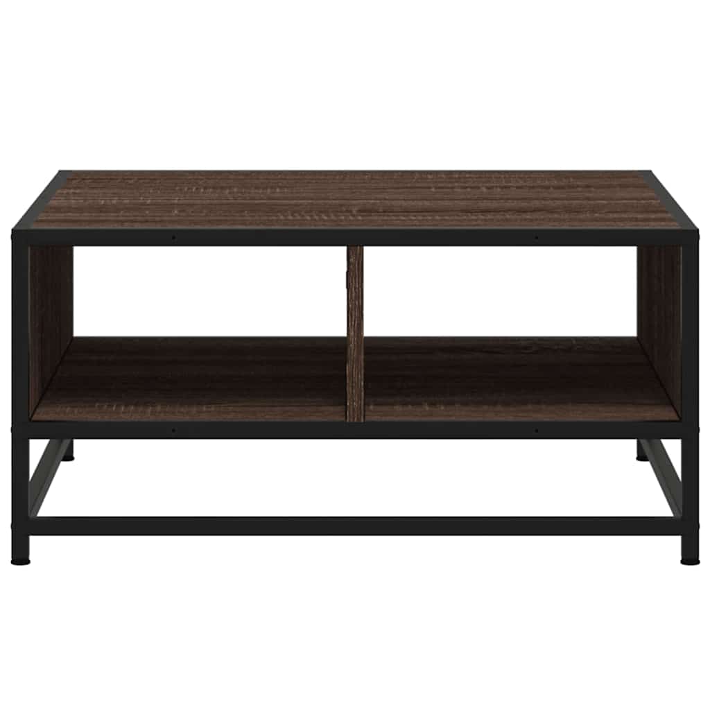 Coffee Table Brown Oak 60.5x60.5x30 cm Engineered Wood and Metal