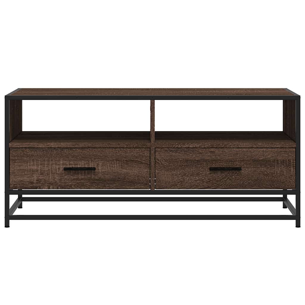 Coffee Table Brown Oak 100x50x45 cm Engineered Wood and Metal