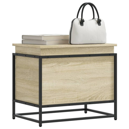 Storage Box with Lid Sonoma Oak 60x40x51.5 cm Engineered Wood