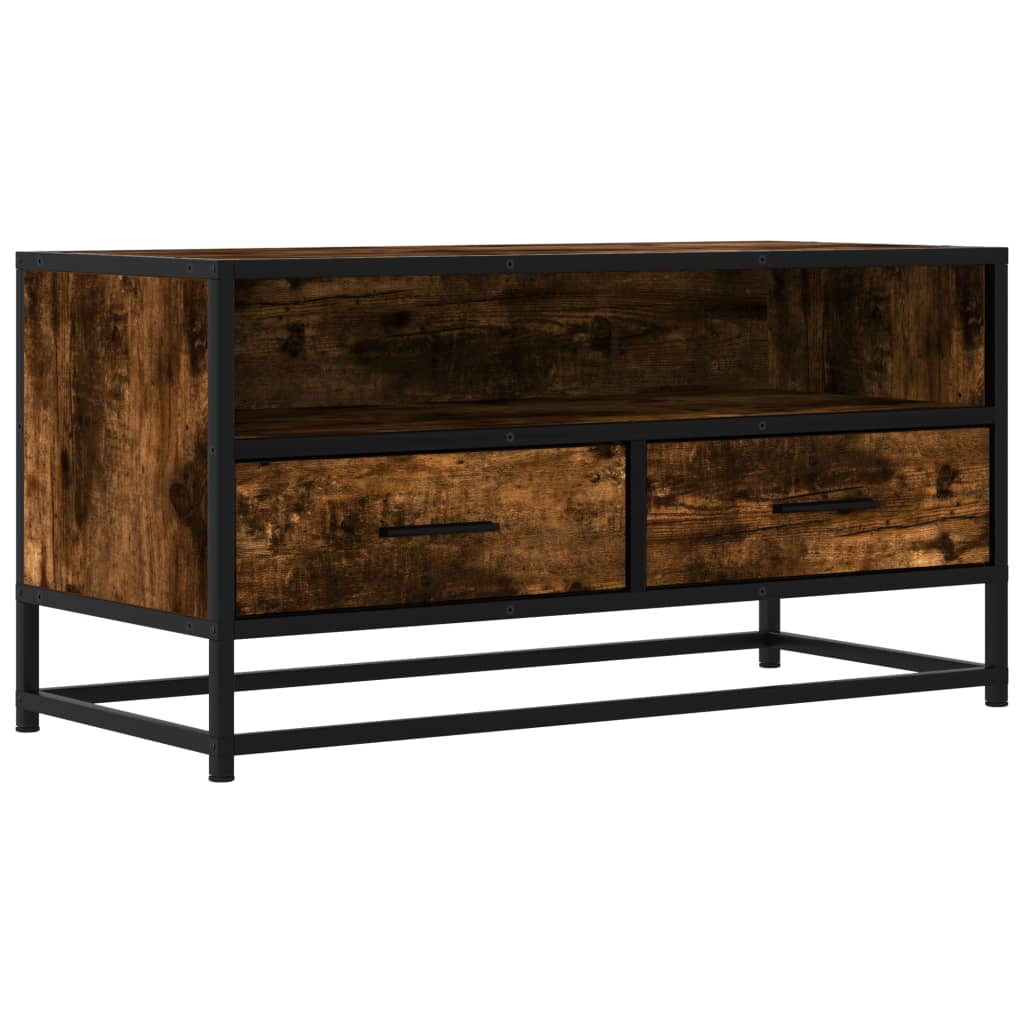 TV Cabinet Smoked Oak 80x34.5x40 cm Engineered Wood and Metal