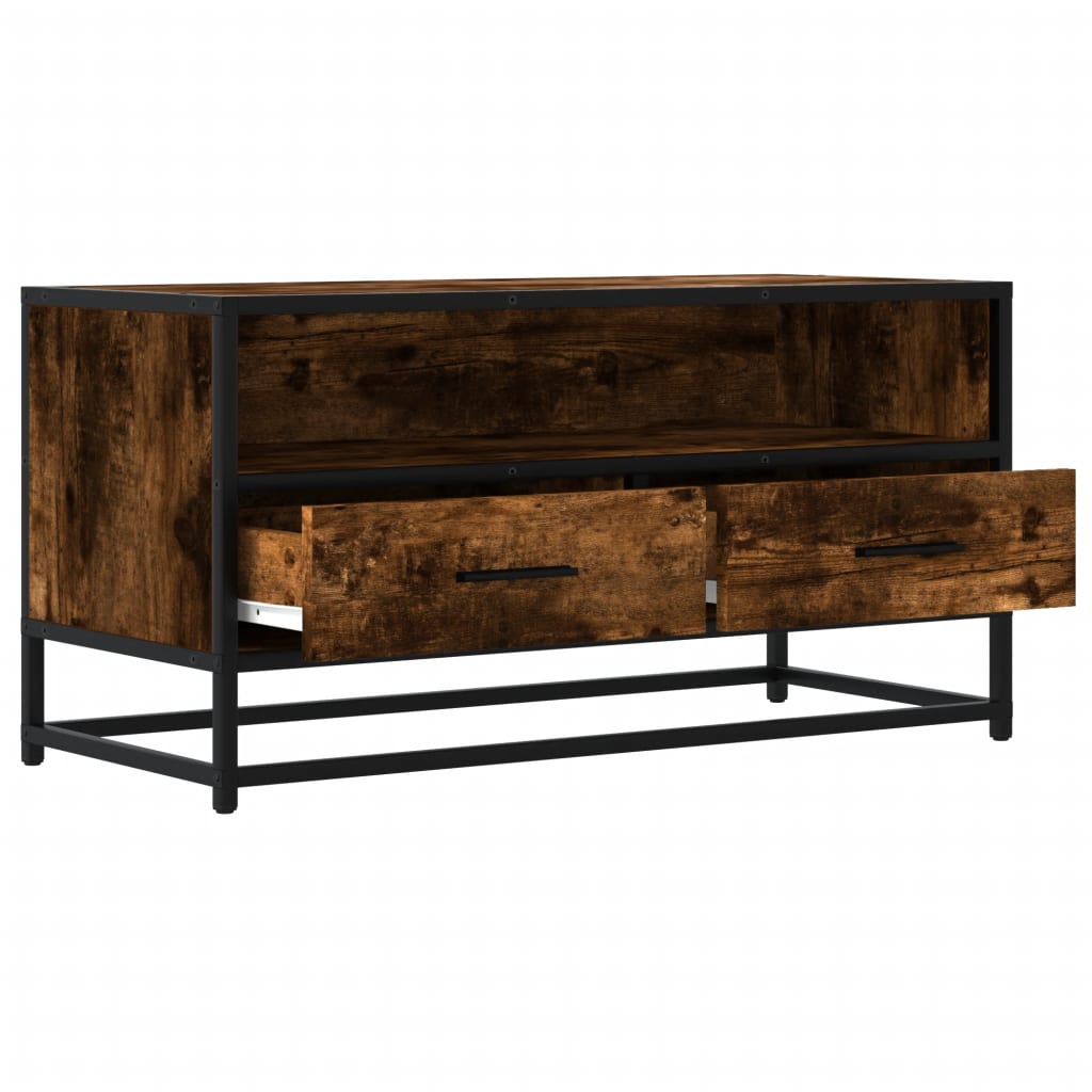 TV Cabinet Smoked Oak 80x34,5x40 cm Engineered Wood and Metal