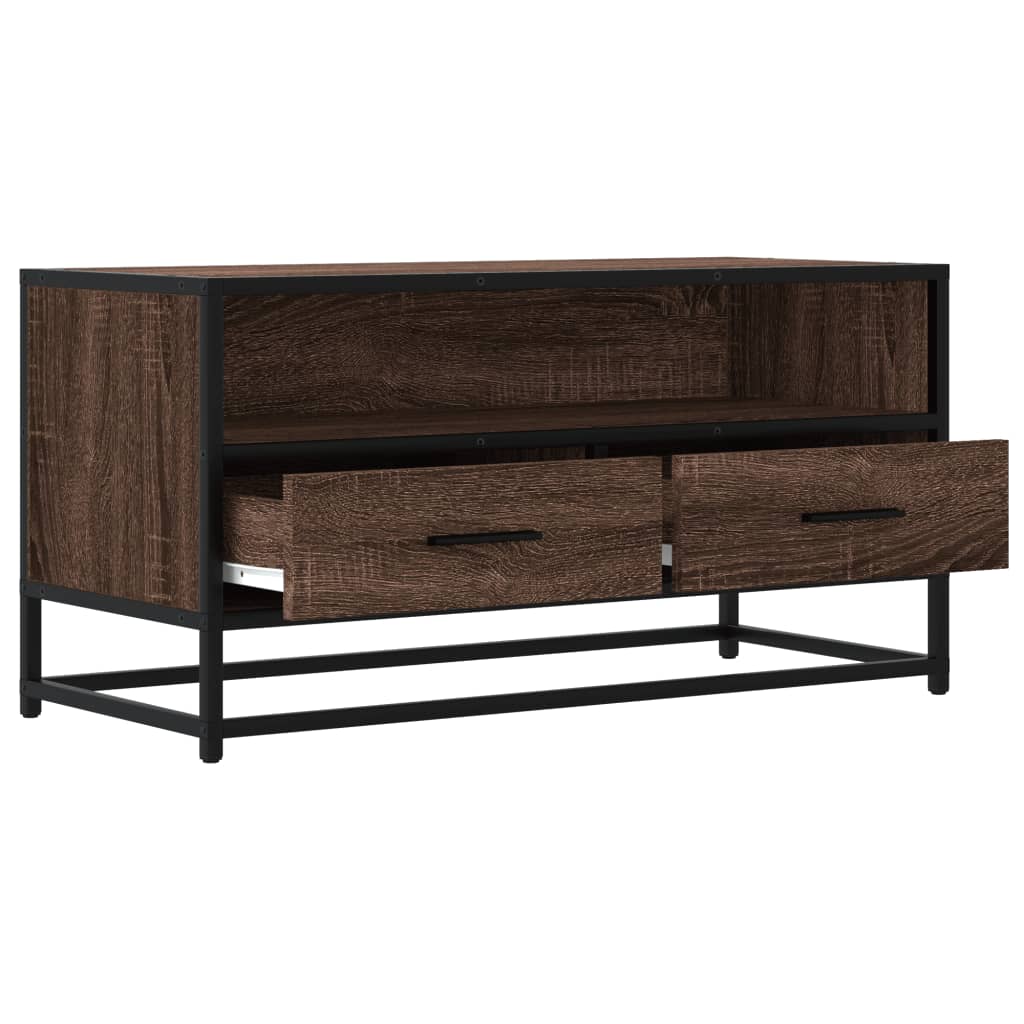 TV Cabinet Brown Oak 80x34,5x40 cm Engineered Wood and Metal
