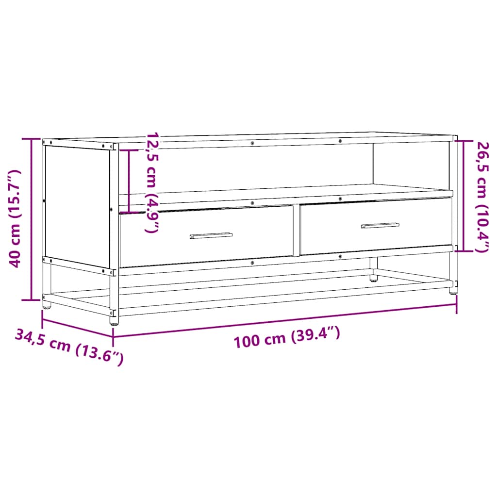 TV Cabinet Sonoma Oak 100x34,5x40 cm Engineered Wood and Metal