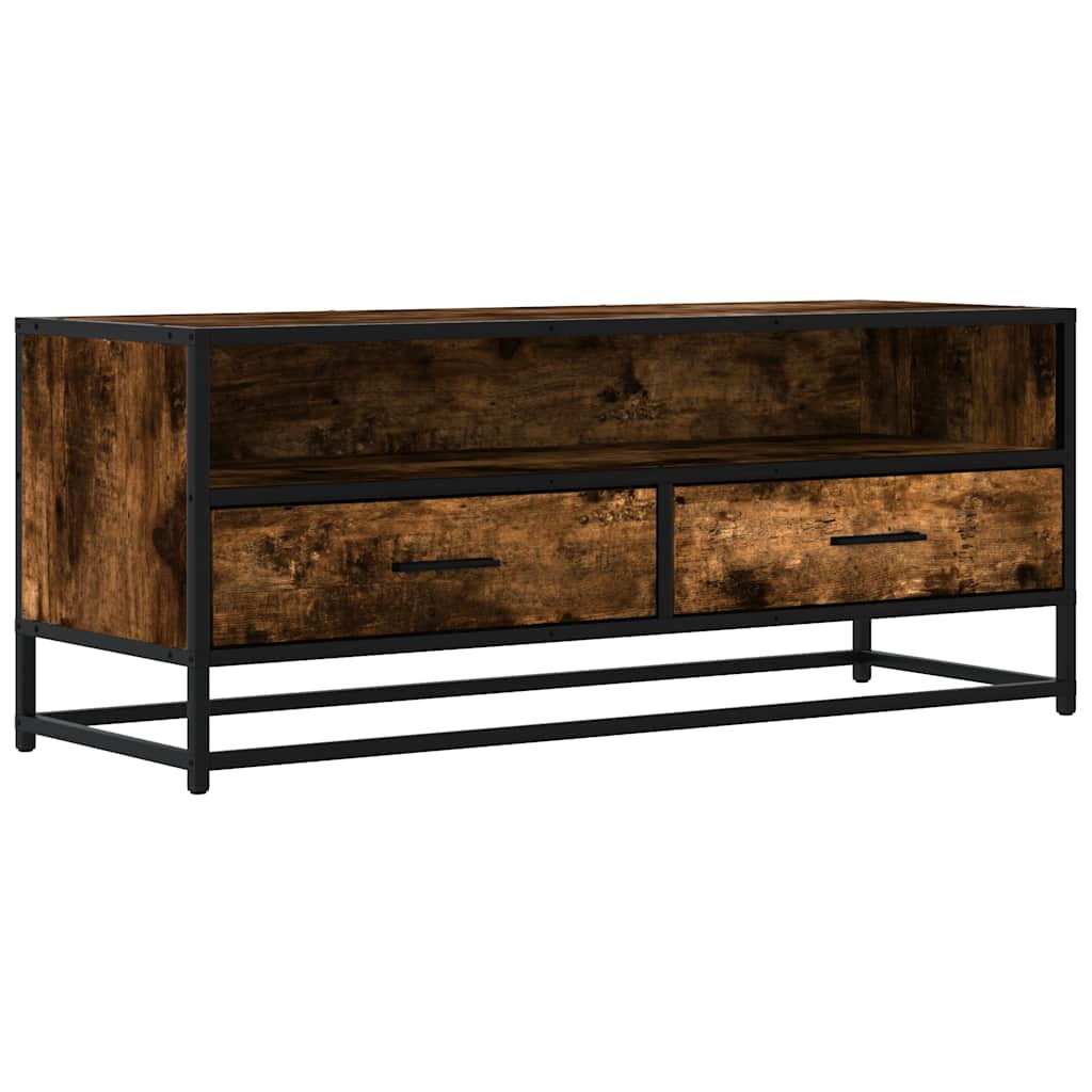 TV Cabinet Smoked Oak 100x34.5x40 cm Engineered Wood and Metal