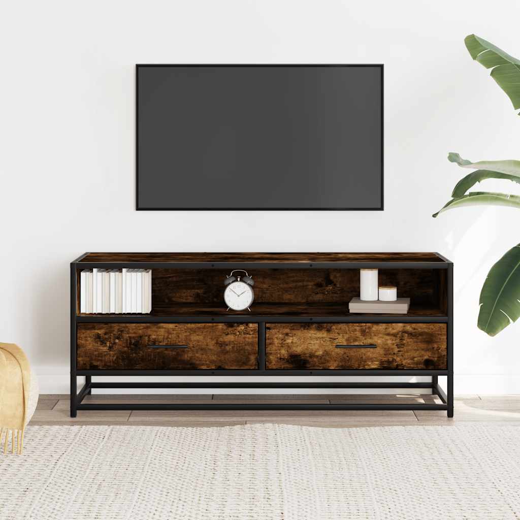 TV Cabinet Smoked Oak 100x34,5x40 cm Engineered Wood and Metal
